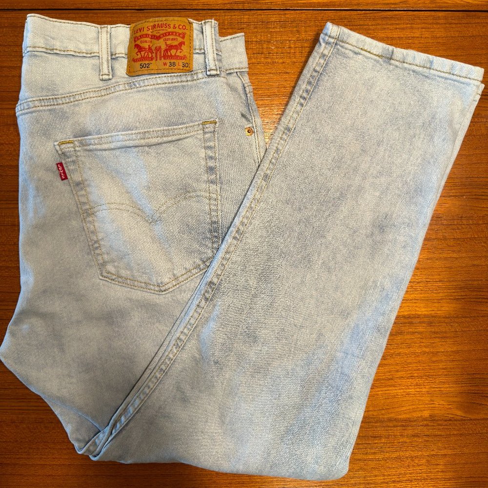 Levis 502 Mens Jeans 38x30 Acid Wash Stretch Taper 90s Y2K Style EUC